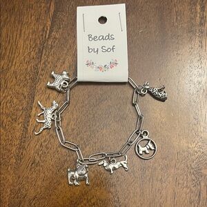NWT Silver tone dog charm bracelet